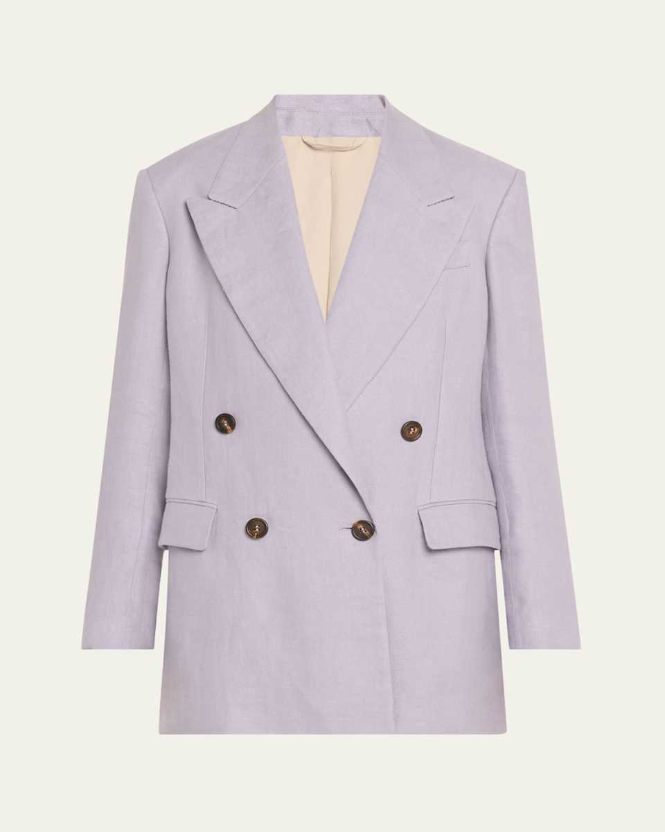 Double-Breasted Linen Gabardine Blazer
